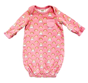 Gymboree "Rainbow Baby" Smiling Clouds & Rainbow Print Pink Sleep Gown, Newborn - Picture 1 of 2