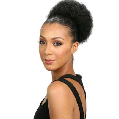 Afro Natural Puff Curly Ponytail Hairpieces Bun Chignon Synthetic Hair 8 Inch - Image 1 of 4