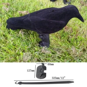 Lifelike Black Full Body Flocked Crow Decoy Jet Trap Rook Hunt Shooting Lure - Picture 1 of 11