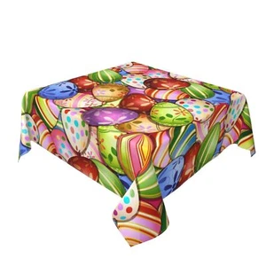 Spring Easter Tablecloth 60X60 Inch Square Bunny Eggs Tablecloth Spring Color... - Picture 1 of 7