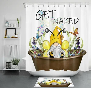 Juego de cortina de ducha de ducha de hojas verdes de abeja gnomos burbujas bañera de primavera decoración de baño - Imagen 1 de 13