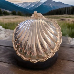 Vintage Silver Plated Scallop Clam Shell Dish Caviar Butter Jam - Picture 1 of 7