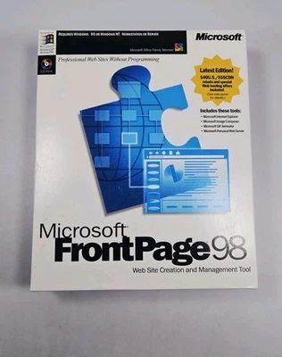 Microsoft Frontpage 98 With Manual Box Vintage Full Version  - Image 1 of 3