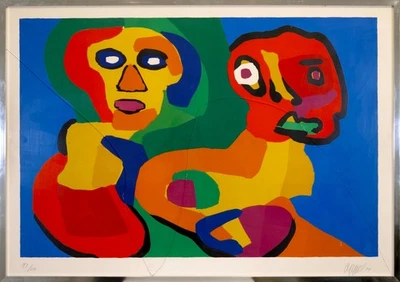 Litografia contemporânea assinada por Karel Appel Sunshine People em papel 97/110 - Imagem 1 de 4