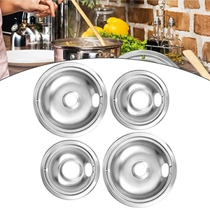 Chrome Burner Drip Bowls Drip Pan Kit Compatible Replacements For KENMORE - Picture 1 of 11