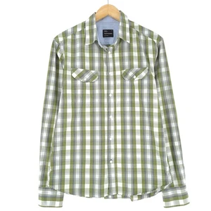 Vintage Peak Performance Men Shirt Green Plaid Flannel Cotton Tx7 Size M - Picture 1 of 9
