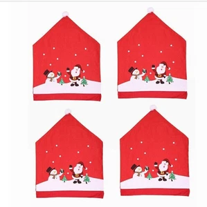 8 Weihnachten Weihnachtsmann Stuhlhussen Mütze Stuhlabdeckung Stuhlbezug Party - Bild 1 von 7