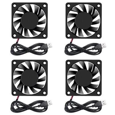 4 Stück 6010 Lüfter 60x60x10mm DC 5V bürstenloser Ersatzkugellager Lüfter 60m... - Bild 1 von 4