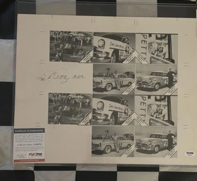 Autographed Lee Petty #42 1992 Speed Sports Card Uncut Sheet PSA Certified - Image 1 of 4