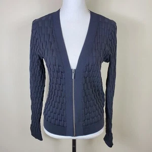 Armani Exchange Womens Sweater S Black Stretch V Neck Zip Up Cardigan - Picture 1 of 12