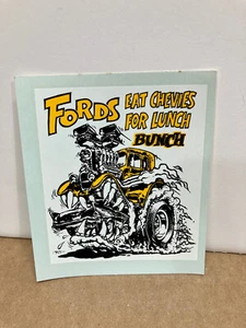 ORIGINAL 1960'S ED BIG DADDY ROTH WATER DECAL FORDS EAT CHEVIES MEASURES 3X4 - Picture 1 of 3