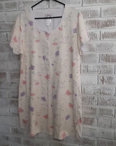 Earth Angels Waffle Weave Floral Nightgown sz L Comfort - Picture 1 of 9