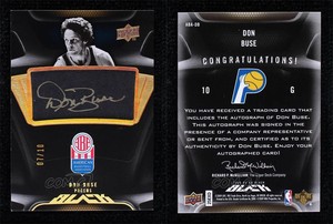 2008-09 UD Black ABA Auto Gold /10 Don Buse #ABA-DB Auto