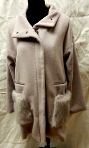 MAAC LONDON PATRON FAUX FUR WOOL POCKET COAT, 3/4 LENGTH LAVENDER WOMENS SIZE 6 - Picture 1 of 10