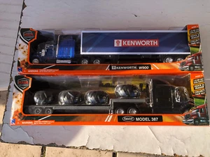 Kenworth W900 sr fourgon et Peterbilt model 387 sr porte engins New Ray au 1/43 - Imagen 1 de 24