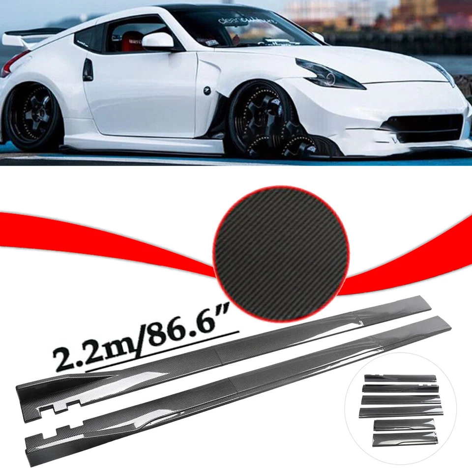 86.6“ Carbon Fiber Side Skirt Rocker Panel Splitter Lip For Nissan 200SX S15 240 - Imagem 1 de 4