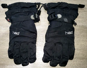 boys HEAD size medium WINTER GLOVES solid black ADJUSTABLE WRISTS NICE! - Picture 1 of 2