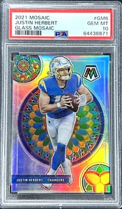 2021 Panini Mosaic Justin Herbert Stained Glass Mosaic PSA 10 Gem Mint #GM6 NFL - Picture 1 of 2