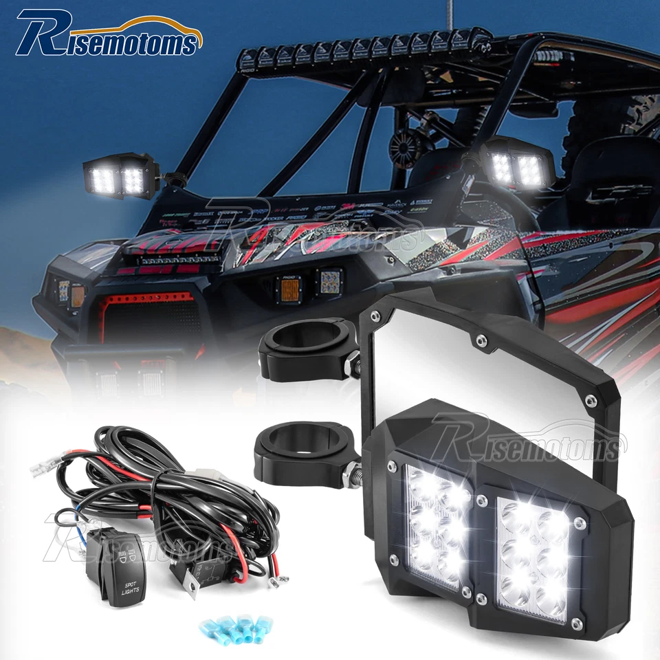 Espejos retrovisores laterales para Kawasaki Teryx 800/KRX 1000 UTV + cable de luz LED Foto 1 de 4