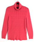 Talbots women's medium pink cable knit long turtleneck pullover sweater