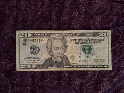 2013 $20 Twenty Dollar Federal Reserve STAR NOTE w/ Low Serial # (ME 00051658*) - Image 1 of 2