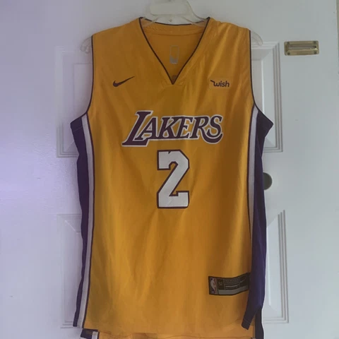 Lonzo Ball #2 Lakers Basketball Black Wish Jersey NBA Length +4 Size 52 Cover