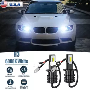 2x H3 Super Bright White LED Cornering Light Bulbs For BMW 328i 2009-2012 M3 - Picture 1 of 12