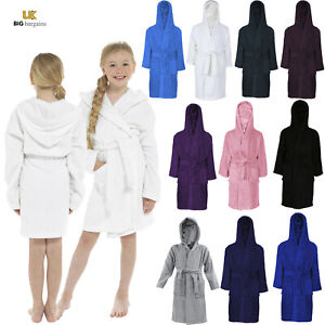 Terry Towelling Bathrobe Kids Boys Girls High Cotton Bath Robe Dressing Gown