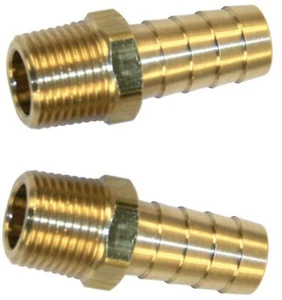 (2) Messing 1/4" NPT Außengewinde x 1/2" Schlauch Widerhaken Verschraubung Kraftstoff Luft Wasser Getriebe  - Bild 1 von 2