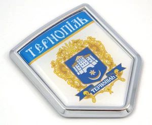 Ternopil Flag Car Chrome Emblem Sticker Ukraine Ukrainian city - Foto 1 di 2