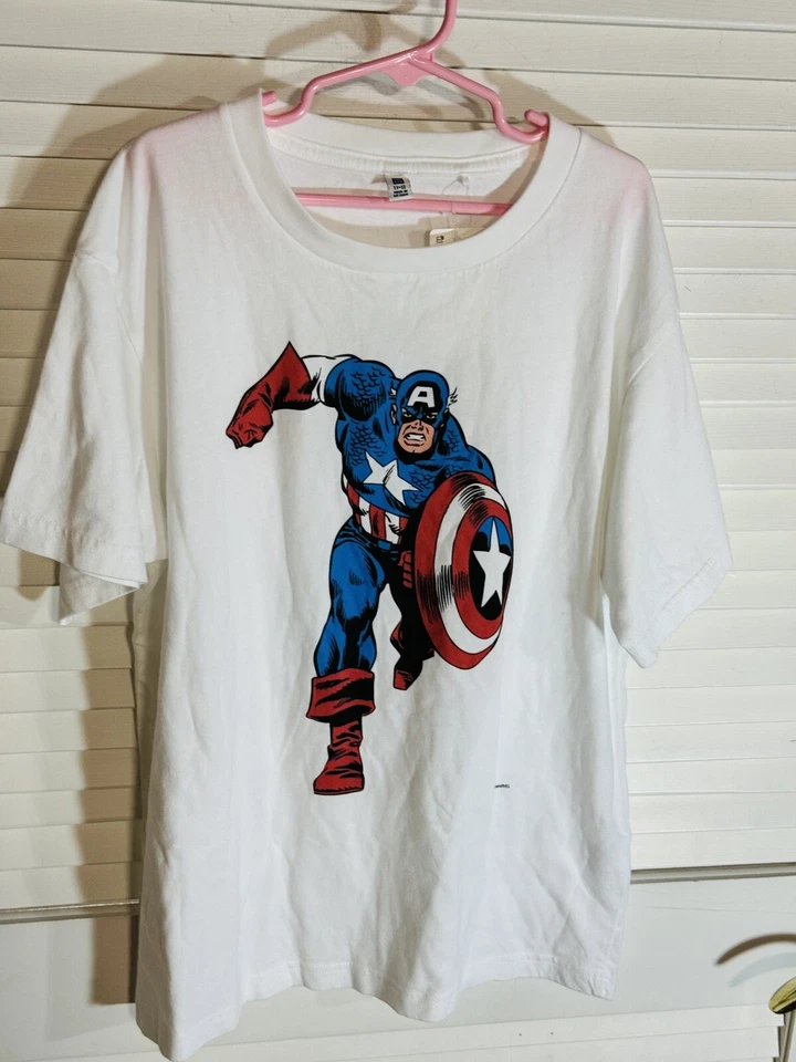 Marvel Comics Captain America Boys Short Sleeve White T-shirt Size 11/12 NEW - Image 1 of 4