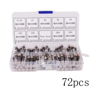 6x30mm 72 Car Boat Quick Blow Glass Tube Fuse Assorted Kit Fast-blow Glass Fuses - Picture 1 of 3