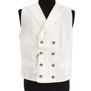 Eleventy NWD Double Breasted Vest/Waist Coat Size Large in Ivory Cotton Blend - Picture 1 of 9