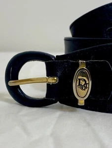 Christian Dior Skinny Leather Belt Black Size Small 17020 Vintage - Picture 1 of 2