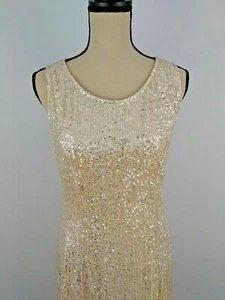 Candalite Evening/Cocktail/ Sequin Dress - Beige- New With Tags - Size Medium - Picture 1 of 7