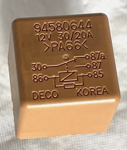 94580644 Chevrolet/Daewoo Multi-Use Brown 5-Pin Relay 12V 30/20A Deco 2005-2015 - Picture 1 of 6