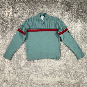 Vintage Rockee Sweater Girls Medium M Green Wool 80s Made In USA Button Placket - Picture 1 of 15