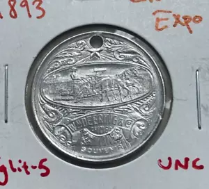 Gettone alluminio esposizione colombiana 1893 - William Deering & Co - Eglit-5 - Foto 1 di 2