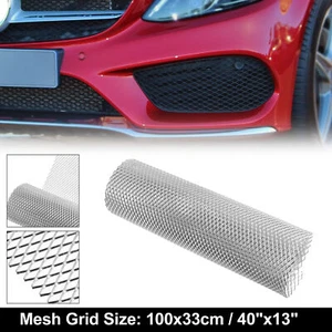 1pcs Car Grille Mesh Sheet Insert 40x13 Inch 6x12mm Rhombic Hole Silver Tone - Picture 1 of 7