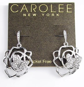Nuevos Pendientes CAROLEE New York Pave Calados Tono Plateado Nuevos - Imagen 1 de 2