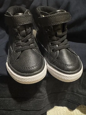 NWT Children’s Place Faux Leather High Top Sneakers Black /Toddler Boys/ Size 7 - Image 1 of 4