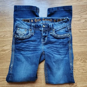 Rock Revival Jeans Womens Juniors Size 25 Tali Mid Rise Boot Cut Rhinestone - Picture 1 of 13