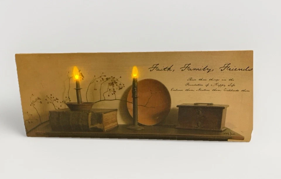 Faith, Family, Friends - Happy Life freestanding pic. with battery Candlelight   - Image 1 of 4