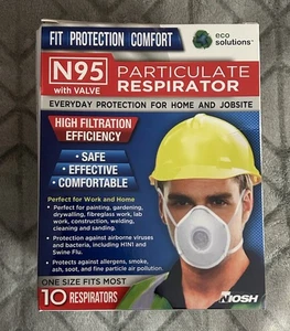 N95 High Filtrate Particulate Respirator W/Valve Box Of 10 Facial Mask - Picture 1 of 6
