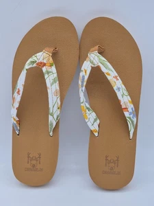 KuaiLu Damen-Sandalen Flip-Flops Fußgewölbestütze gepolstert Blumenmuster Größe 10  - Bild 1 von 5