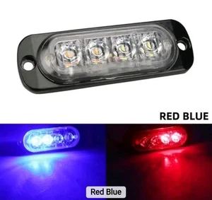 4 LED RED BLUE Strobe Light Bar Car Truck SUV Warning Hazard Back Up Marker - Picture 1 of 8
