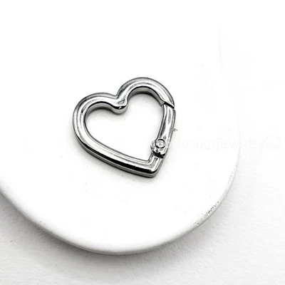 Silver Plated Brass Heart Spring Gate Rings 25x25mm 1pcs Keychain Jewelry DIY - Image 1 of 4