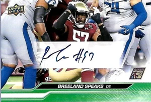 Breeland Speaks 2024 Upper Deck UFL Green Parallel Auto Autograph - PANTHERS - Bild 1 von 1