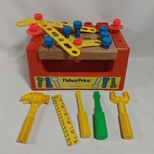 Vintage Fisher Price 927 Wood Plastic Work Bench 1980 USA Made Good Set See Pics - Picture 1 of 12