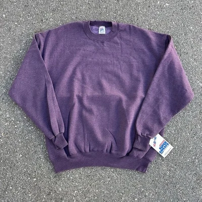 Sudadera De Colección Jerzees Super Sweats Ciruela Púrpura Cuello Redondo En Blanco Años 80 90 EE. UU. Foto 1 de 4